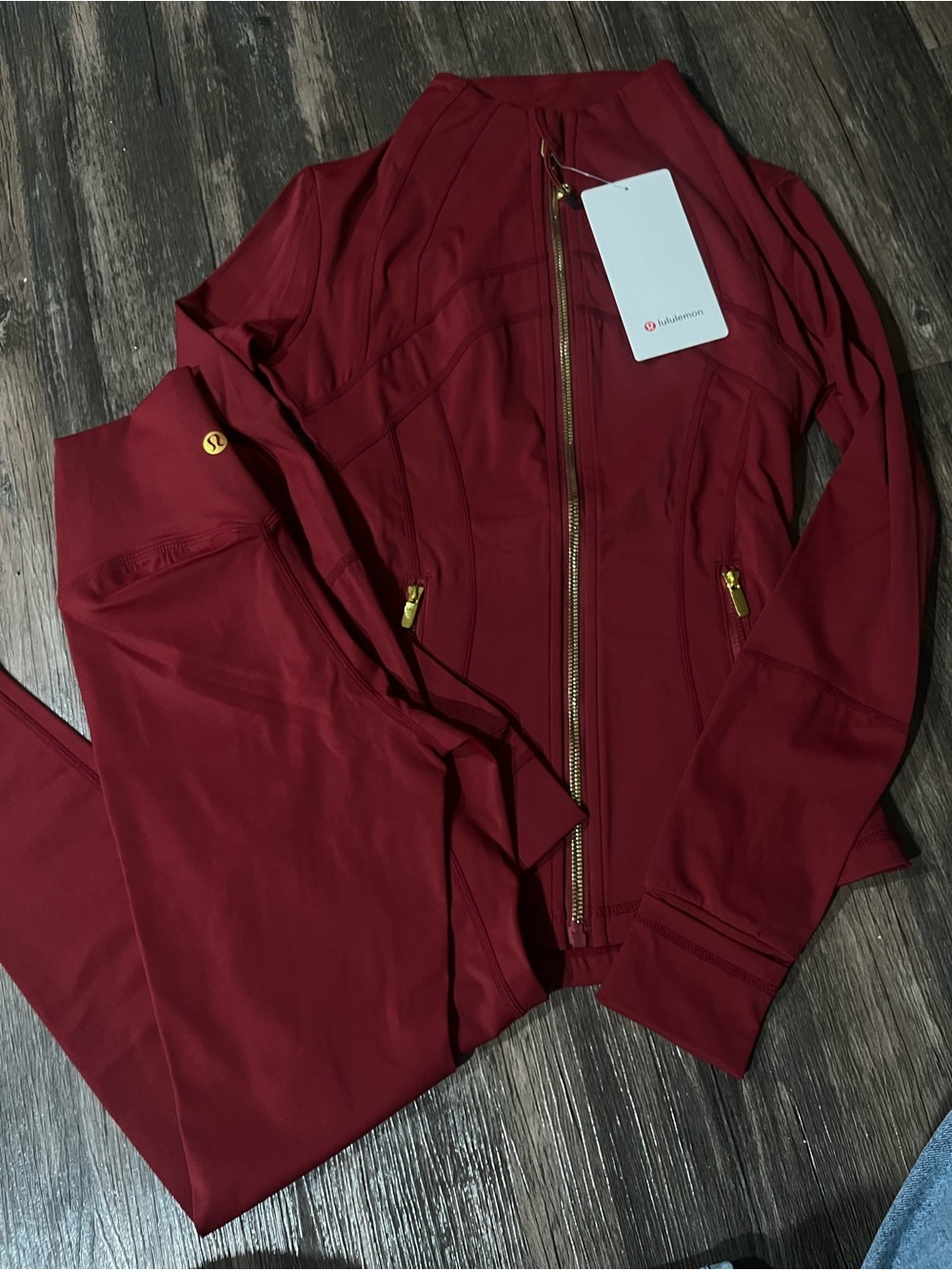 lululemon athletica Burgundy Zip Jacket and Matching Leggings